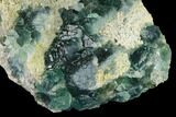Stepped Green Fluorite Crystals on Quartz - China #142474-3